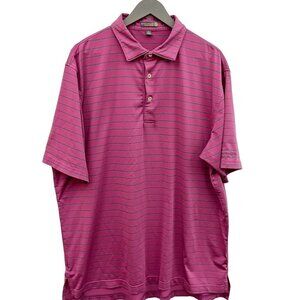 Peter Millar Summer Comfort Short Sleeve Pink Gray Striped Golf Shirt Size XL